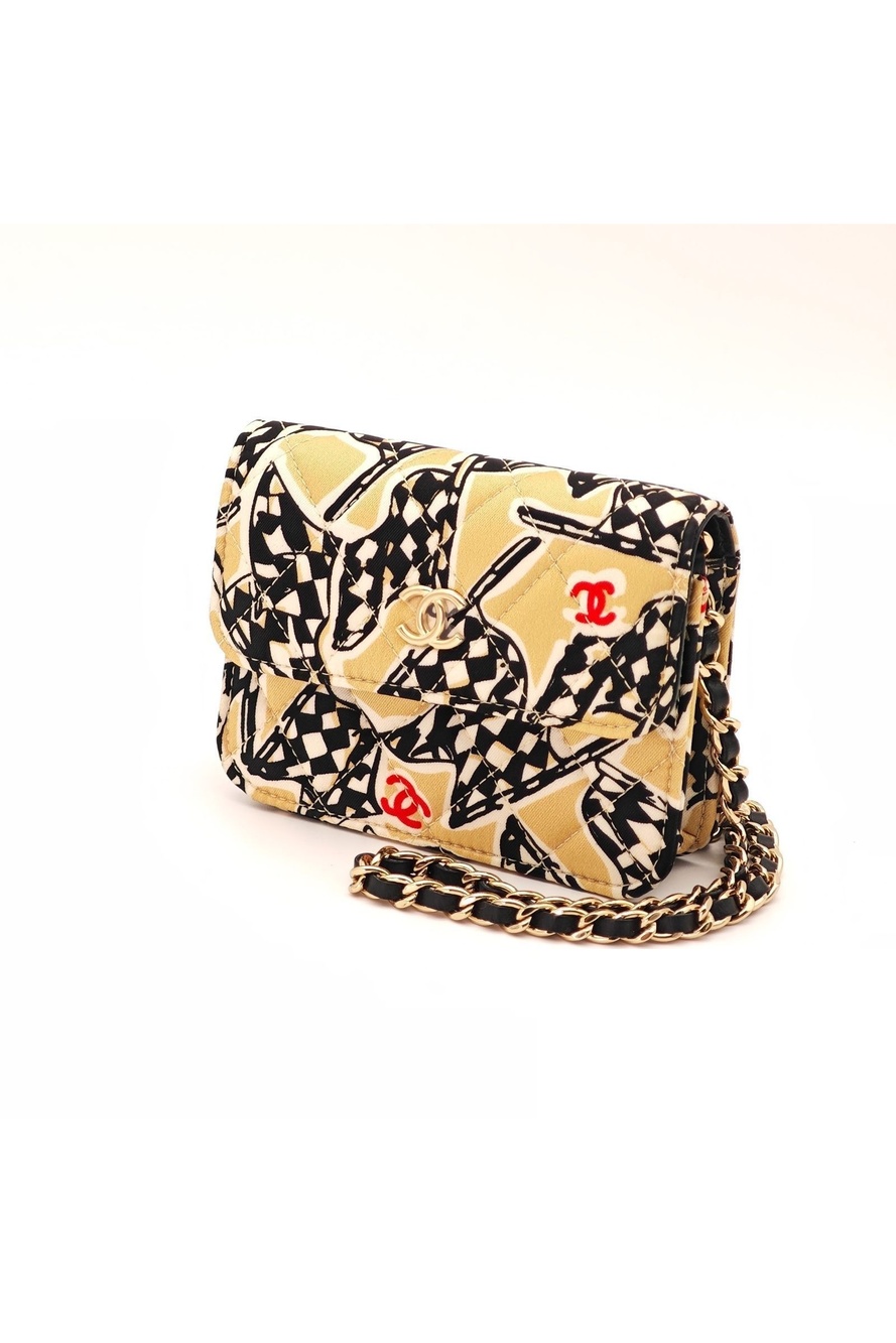 Chanel Mini Chain Shoulder Bag Pattern Beige